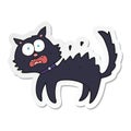 sticker of a cartoon scared black cat Royalty Free Stock Photo