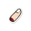 sticker of a cartoon severed finger