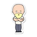 sticker of a cartoon shocked bald man with beard Royalty Free Stock Photo