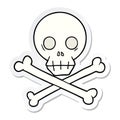 sticker of a cartoon skull and crossbones Royalty Free Stock Photo