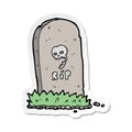 sticker of a cartoon spooky grave