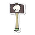 sticker of a cartoon spooky sign post Royalty Free Stock Photo