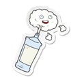 sticker of a cartoon spraying whipped cream