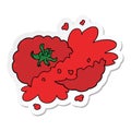 sticker of a cartoon squashed tomato