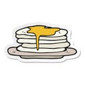 sticker of a cartoon stack of pancakes