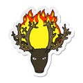 sticker of a cartoon stag head fire symbol