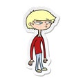 sticker of a cartoon suspicious boy Royalty Free Stock Photo