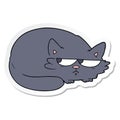 sticker of a cartoon suspicious cat