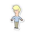 sticker of a cartoon suspicious man Royalty Free Stock Photo