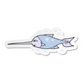 sticker of a cartoon swordfish