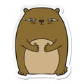 sticker of a cartoon tired annoyed bear