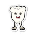 sticker of a cartoon tooth looking afraid