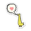 sticker of a cartoon tweeting bird Royalty Free Stock Photo