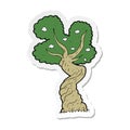 sticker of a cartoon twisted old tree Royalty Free Stock Photo