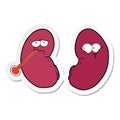 sticker of a cartoon unhealthy kidney