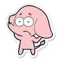 sticker of a cartoon unsure elephant