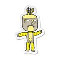 sticker of a cartoon waving robot