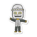 sticker of a cartoon waving robot