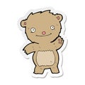 sticker of a cartoon waving teddy bear