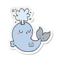 sticker of a cartoon whale spouting water