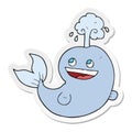 sticker of a cartoon whale spouting water