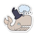 sticker of a cartoon whale spouting water