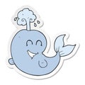 sticker of a cartoon whale spouting water