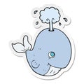 sticker of a cartoon whale spouting water