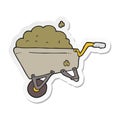 sticker of a cartoon wheelbarrow full of dirt