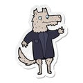 sticker of a cartoon wolf businessman
