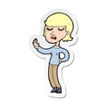 sticker of a cartoon woman ignoring