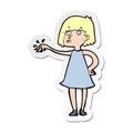 sticker of a cartoon woman showing off engagement ring Royalty Free Stock Photo