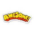 sticker of a cartoon word awesome