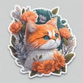 sticker cat with a flower