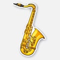 Sticker of classical music wind instrument saxophone Royalty Free Stock Photo