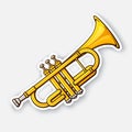 Sticker of classical music wind instrument trumpet Royalty Free Stock Photo