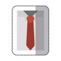 sticker close up formal shirt with red necktie