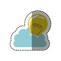 sticker cloud in cumulus shape with light bulb with filaments