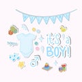 Sticker Collection For Baby Boy Equipment Royalty Free Stock Photo