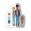 sticker color silhouette family with redhead and dad with beard and glasses and hat