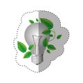 sticker color silhouette with light bulb and creeper plant