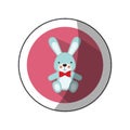 sticker color silhouette with Stuffed rabbit in round frame