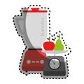 Sticker colorful blender with kitchen weight scale and fruits