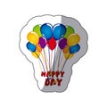 sticker colorful bunch balloons with happy day letters