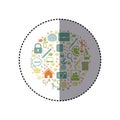 sticker colorful circular shape with academic elements