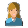 Sticker colorful half body woman with blond long hair