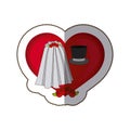 sticker colorful heart costume veil bride with hat groom