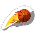sticker colorful olympic flame with basketball ball