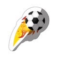 sticker colorful olympic flame with soccer ball