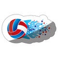 sticker colorful olympic flame with stars and volleyball ball